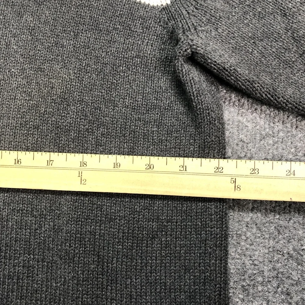 Old Navy Sweater Mens Large Gray Stripe Crewneck Cotton Knit Pullover Casual